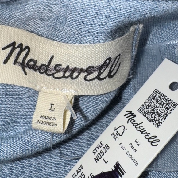 NWT Madewell Denim Drawstring Cropped Top Size Large - Picture 3 of 5